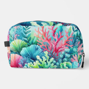 Colourful Cute Coral Blue Green Pink Teal Coastal Dopp Kit