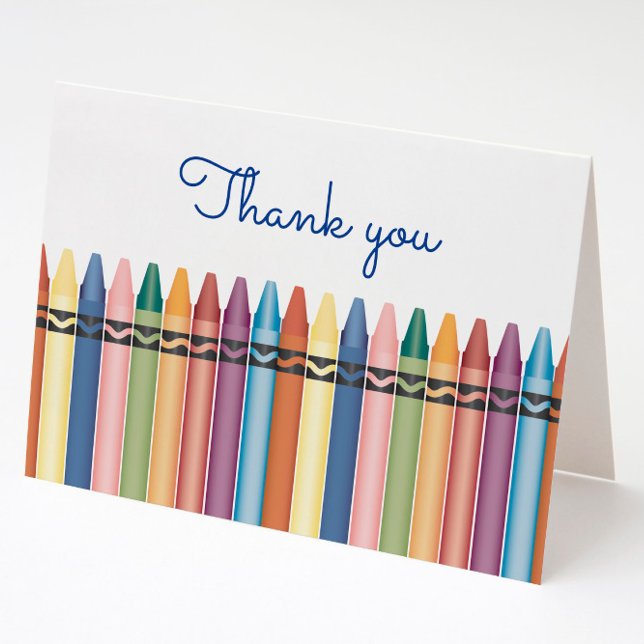 Colourful Cute Crayons Thank You Card (Creator Uploaded)