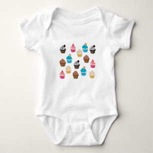 Colourful Cute Cupcakes Pattern  Baby Bodysuit