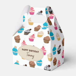 Colourful Cute Cupcakes Pattern Birthday Party Favour Box