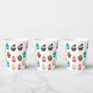 Colourful Cute Cupcakes Pattern Paper Cups
