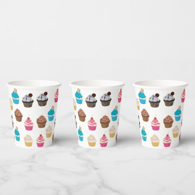 Colourful Cute Cupcakes Pattern  Paper Cups (Multi)