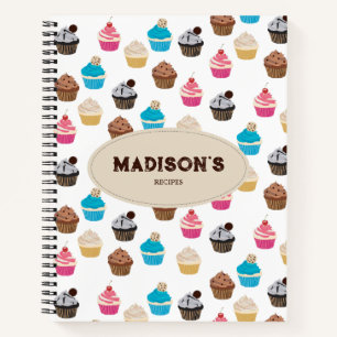 Colourful Cute Cupcakes Pattern Recipe Notebook