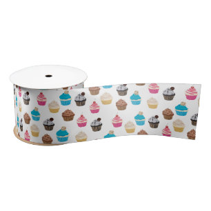 Colourful Cute Cupcakes Pattern  Satin Ribbon