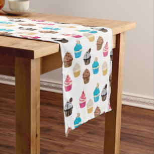 Colourful Cute Cupcakes Pattern Short Table Runner