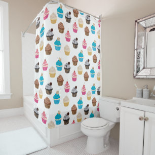 Colourful Cute Cupcakes Pattern Shower Curtain