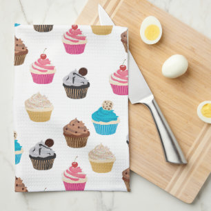 Colourful Cute Cupcakes Pattern Tea Towel