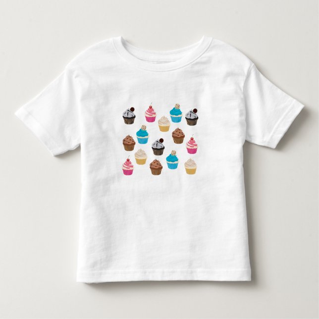 Colourful Cute Cupcakes Pattern  Toddler T-Shirt (Front)