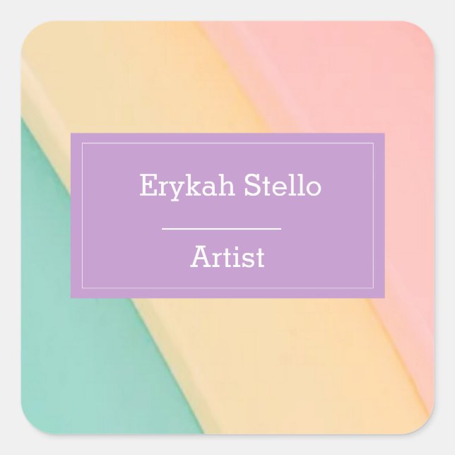 Colourful cute curves pattern square sticker (Front)