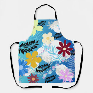 Colourful Cute Daisies Ferns Bubbles Clouds Patter Apron
