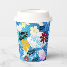 Colourful Cute Daisies Ferns Bubbles Clouds Patter