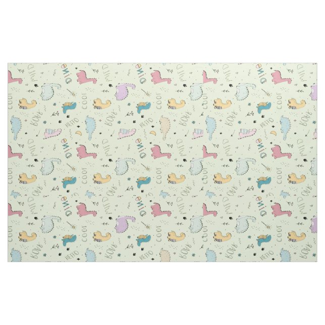 Colourful cute dinosaur cartoon pattern fabric (Fat Quarter)
