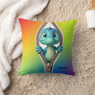 Colourful Cute Dinosaur Kids Throw Pillow