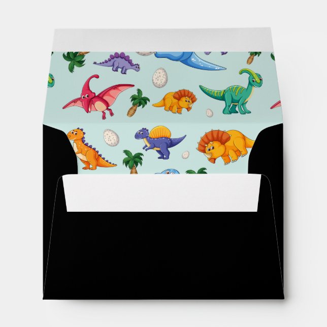 Colourful Cute Dinosaur Pattern Envelope (Back (Bottom))