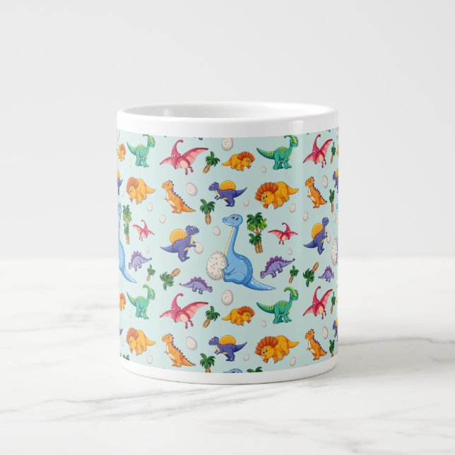 Colourful Cute Dinosaur Pattern Large Coffee Mug (Front)