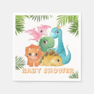 Colourful Cute Dinosaurs Baby Shower Napkin