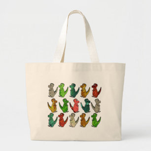 Colourful Cute Dinosaurs Large Tote Bag