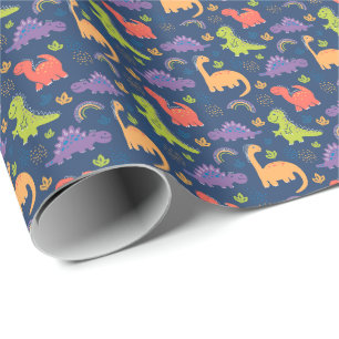 Colourful Cute Dinosaurs Pattern Wrapping Paper