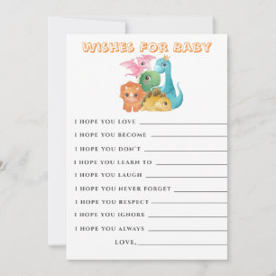 Colourful Cute Dinosaurs Wishes Baby Shower Card
