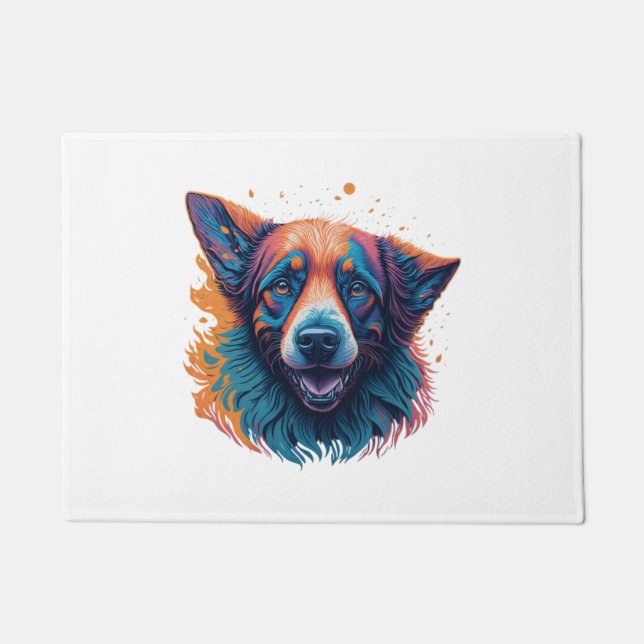 Colourful Cute Dog  Doormat (Front)