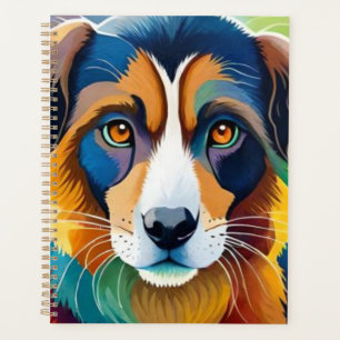 Colourful cute dog portrait close up planner