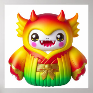 Colourful Cute Doll Wall Art Poster for Modern Bed