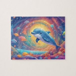 Colourful Cute Dolphin Jigsaw Puzzle