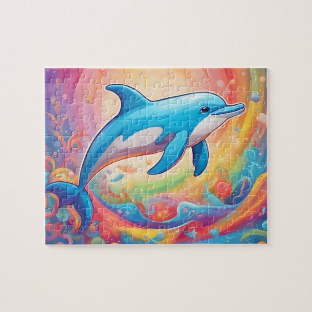 Colourful Cute Dolphin Jigsaw Puzzle (Horizontal)
