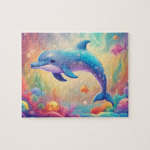 Colourful Cute Dolphin Jigsaw Puzzle