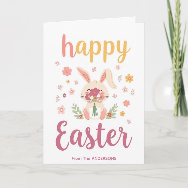Colourful Cute Easter Card , Personalised Easter  (Front)