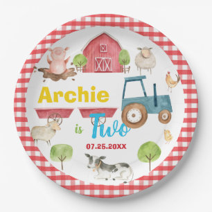Colourful Cute Farm Animals Barnyard Birthday  Paper Plate