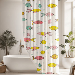 Colourful Cute Fish Pattern Shower Curtain