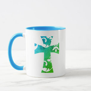 colourful cute FLORAL CROSS Mug