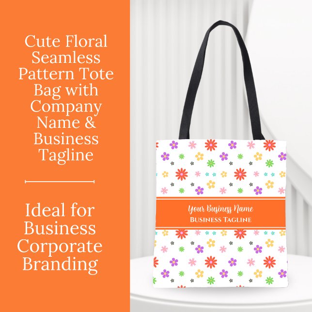 Colourful Cute Floral Seamless Pattern Business Tote Bag (Creator Uploaded)