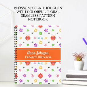 Colourful Cute Floral Seamless Pattern Notebook