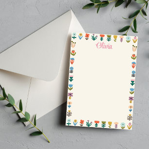 Colourful Cute Folk Flower Notepad