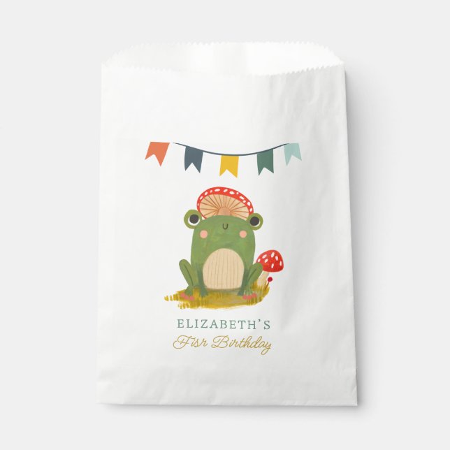 Colourful Cute Frog Birthday Favour Bag (Front)