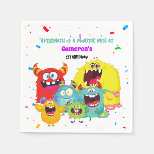 Colourful Cute Fun Monster Birthday Party Napkin