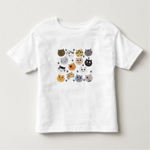 Colourful Cute Funny Cats & Paw Pattern Toddler T-Shirt