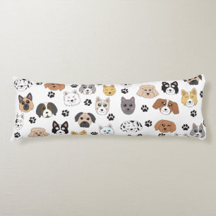 Colourful Cute Funny Dogs & Dog Paw Pattern Body Cushion