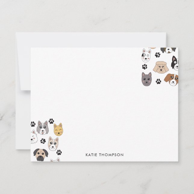 Colourful Cute Funny Dogs & Dog Paw Pattern Card (Front)