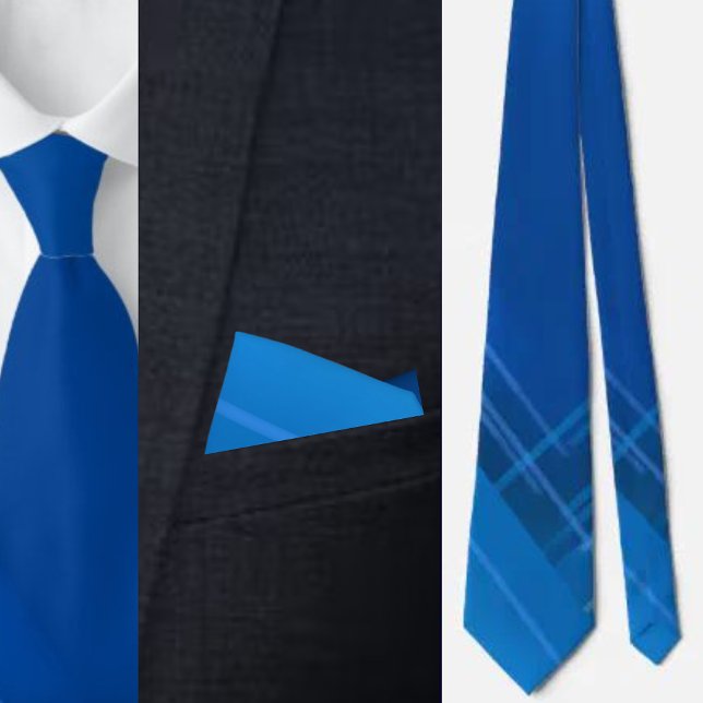Colourful Cute Geometric Blue Pattern Necktie (Creator Uploaded)