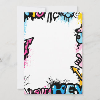 Colourful cute graffiti frame, poster or poster thank you card