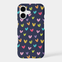 Colourful Cute Hand Drawn Hearts Pattern