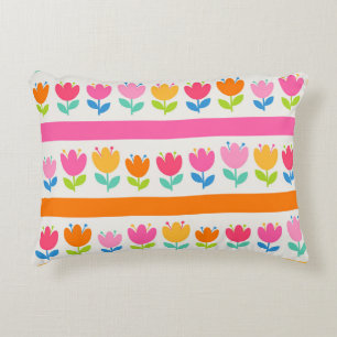 Colourful cute hand drawn tulips seamless pattern decorative cushion