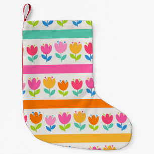 Colourful cute hand drawn tulips seamless pattern small christmas stocking