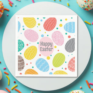 Colourful Cute HAPPY EASTER Eggs Fun Napkin