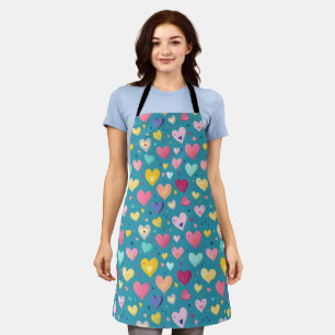 Colourful Cute Heart Pattern Apron