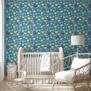 Colourful Cute Heart Pattern Wallpaper