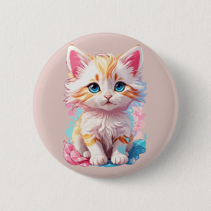 Colourful Cute Kawaii Kitten 6 Cm Round Badge